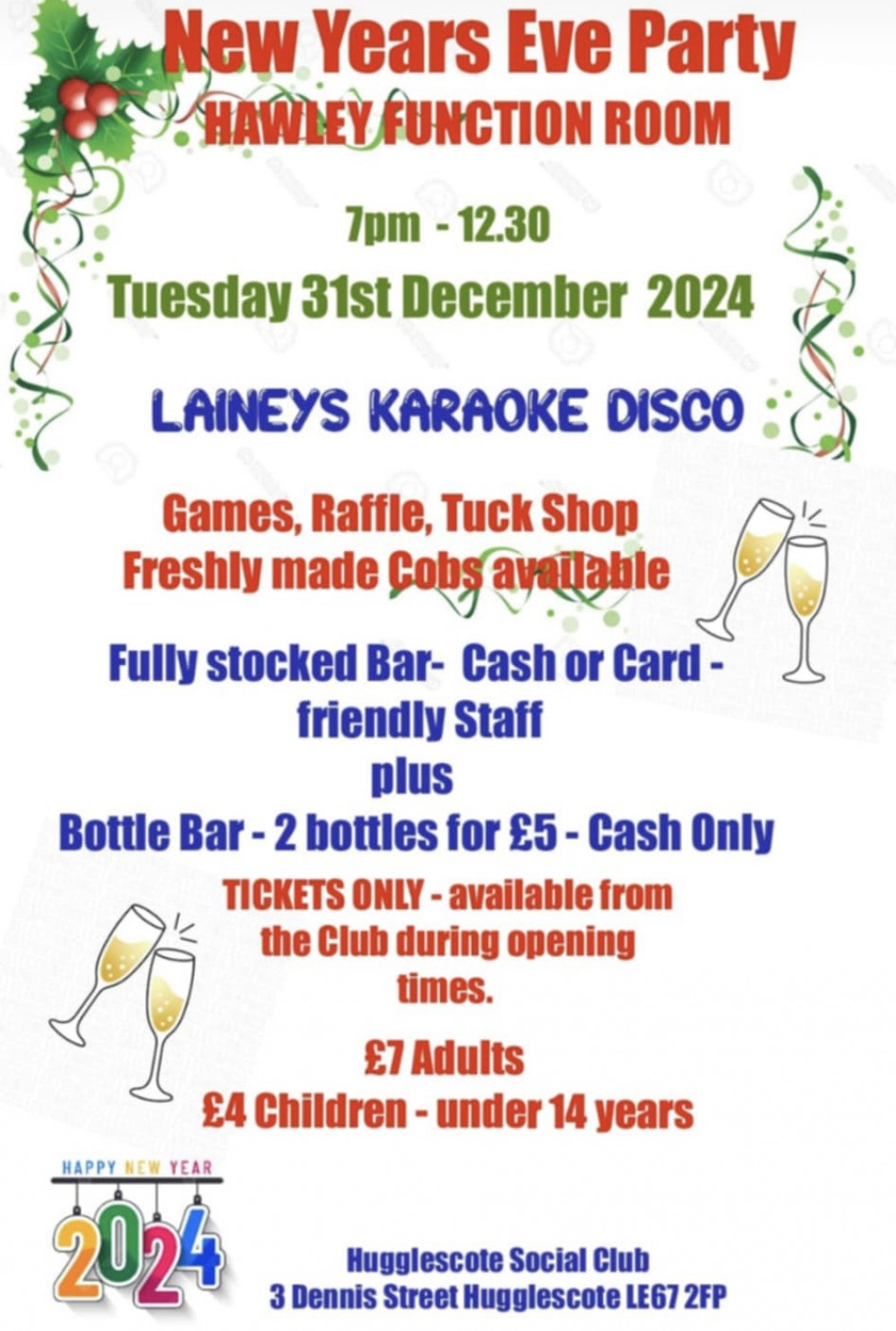 New Year Celebration at Hugglescote Social Club, Hugglescote, near Coalville