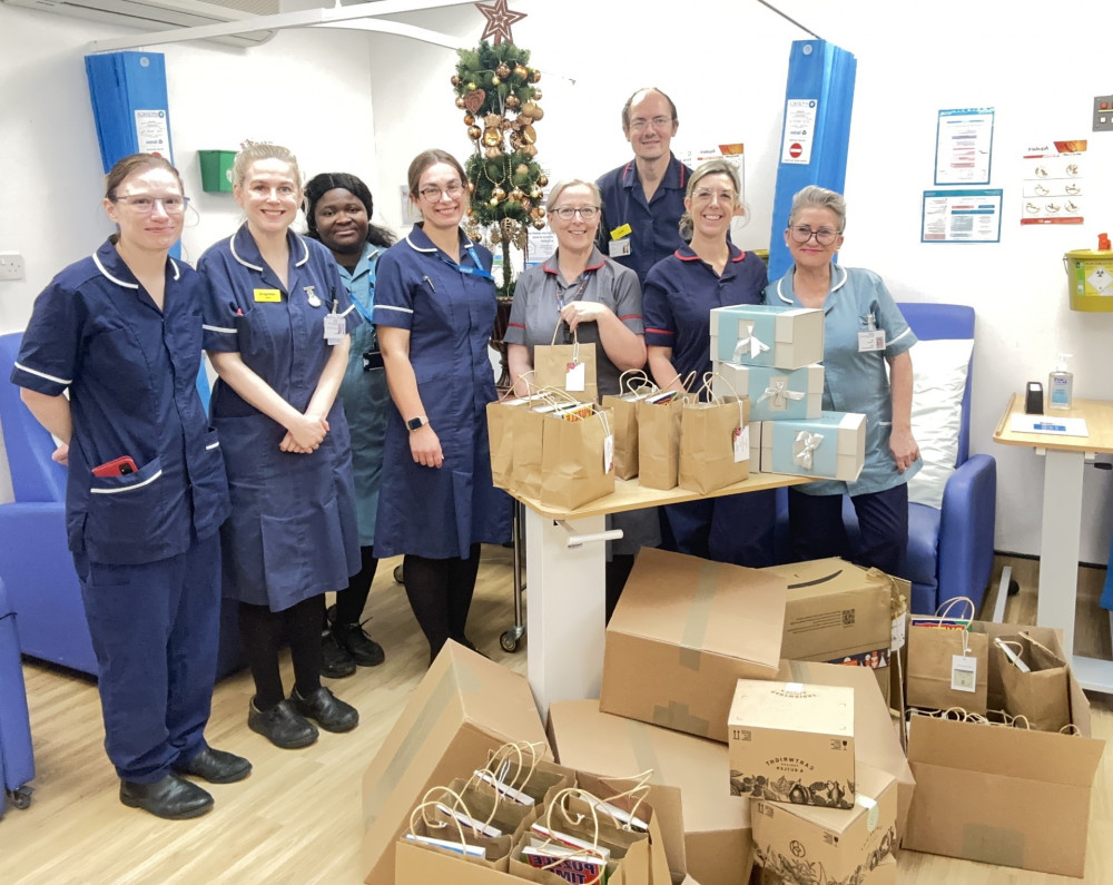 From left: Alison Cook, Senior nurse, Georgina O’Reilly-Foley, Senior nurse, Vida Apostolaki, Healthcare Assistant, Sophie Burch, Senior Nurse, Hayley Cross, Operational Lead nurse, Marc Pinckney, Ward manager, Alanna Day, OPAT clinic manager,Mo Copping, Healthcare assistant