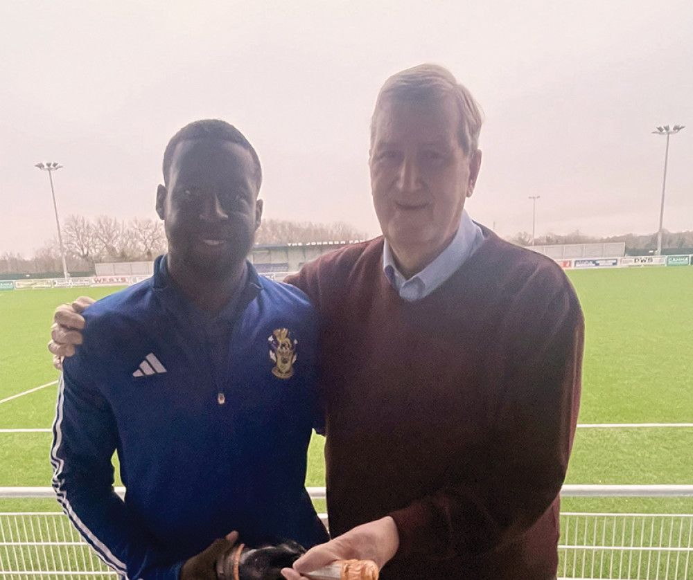 Hamza Bin-Schaluka was awarded Aveley's Man of the match prize. 