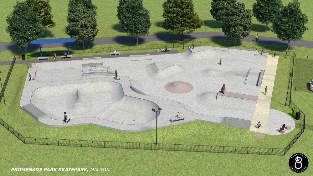 Option A for the design of Riverside Park Skatepark in Burnham. (Credit: Bendcrete Skateparks)