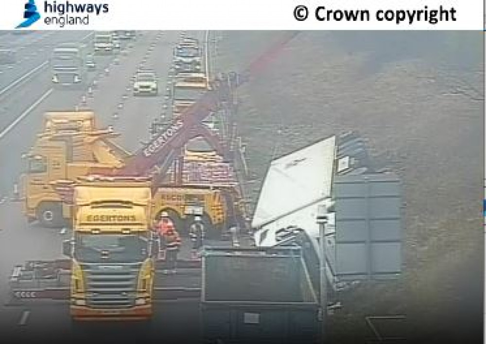 Work to remove the HGV is ongoing (Credit: National Highways)