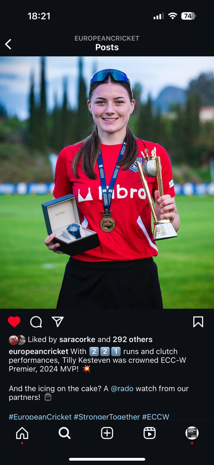 Tilly Kesteven, who played for Sandbach Cricket Club in her youth, is now playing for England. (Photo: Sports Coaching Group.) 