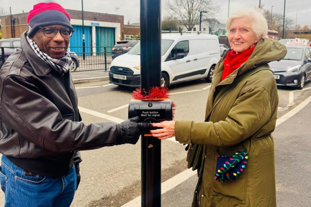 Dee (right) and Bobby Riley at the Greenford Road Junction crossing (credit: Aysha Raza).