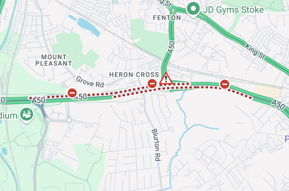 Traffic is currently stopped in both directions (AA). 