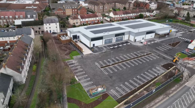 Aerial footage of the new-look Wells Lidl (Paul Clegg Wells/YouTube) 
