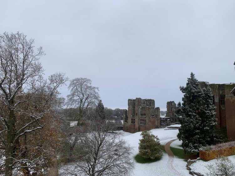 Kenilworth Castle in the snow November 2024 (image by Phillip Corrall/English Heritage)
