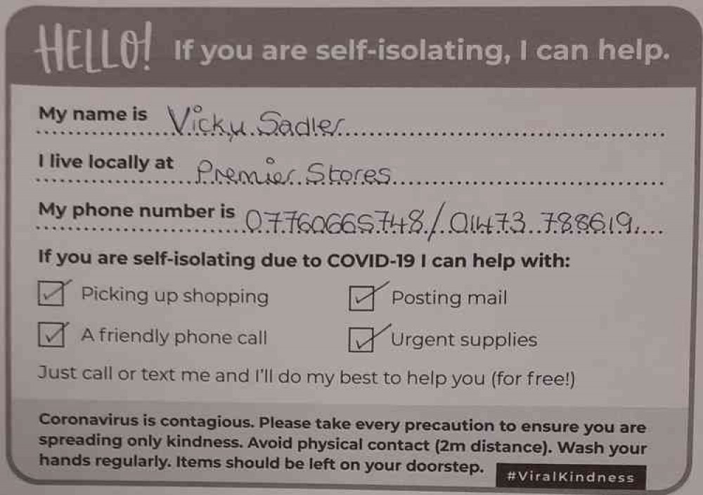 Vicky Sadler has filled hers out ready to go