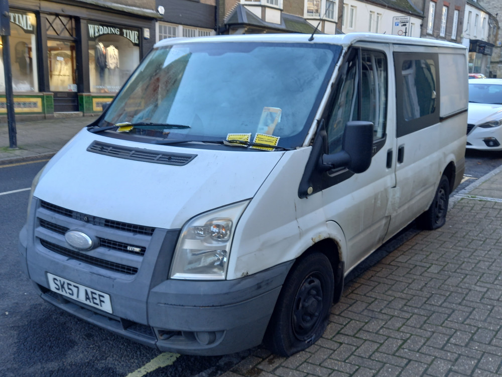 The van blocking the Magna Housing homes site in High East Street, Dorchester