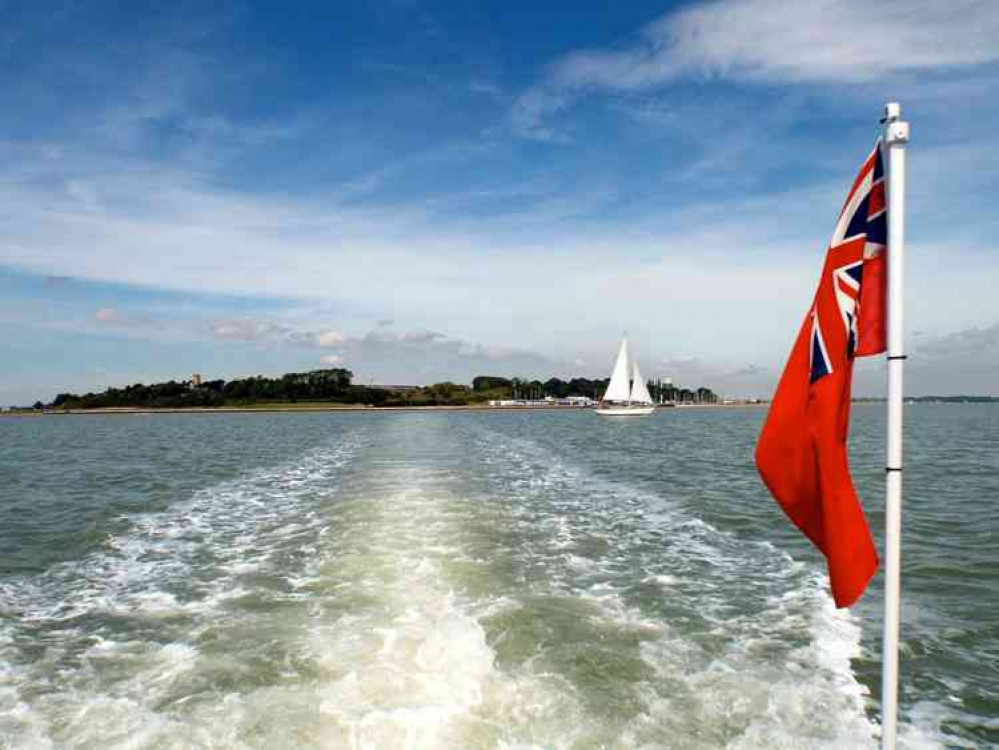 The ferry leaving Shotley