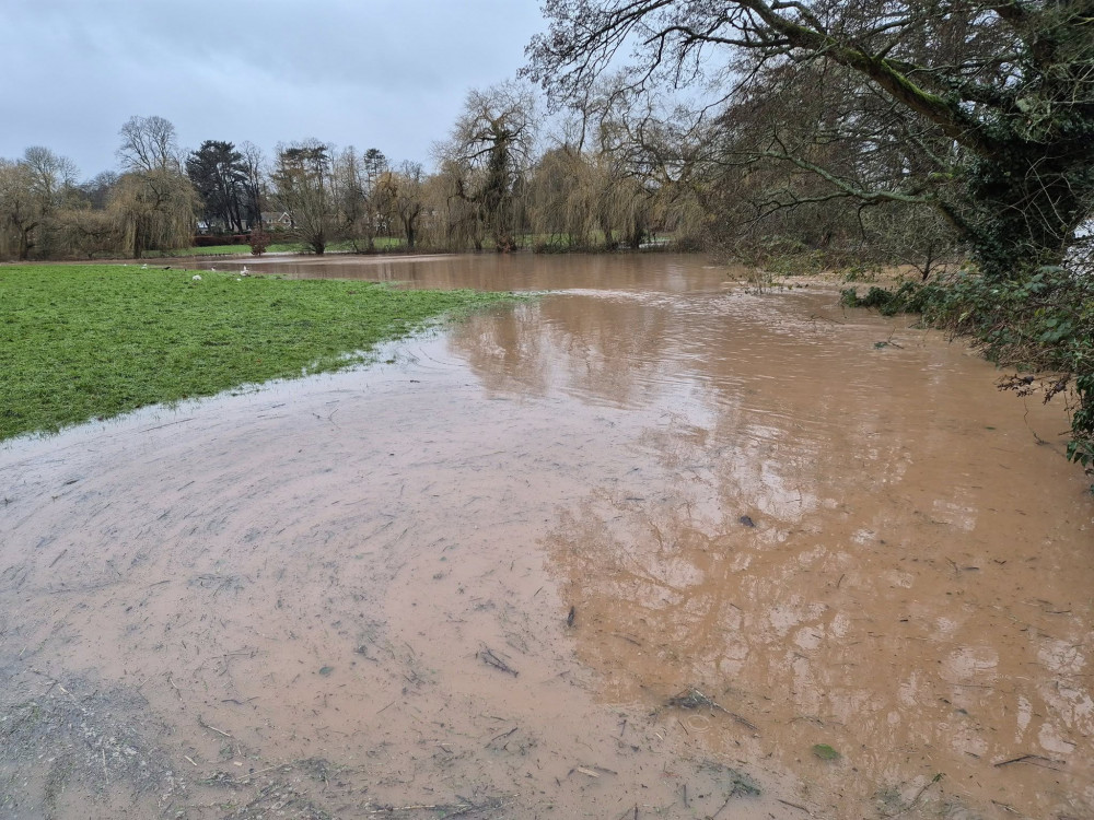 Flooding in Abbey Fields, Kenilworth (Image by Cllr Richard Dickson)