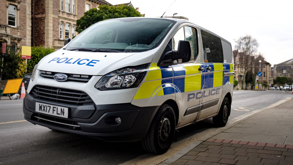 A police officer on patrol in Shepton Mallet as crime figures show a slight decrease in reported incidents for October 2024.