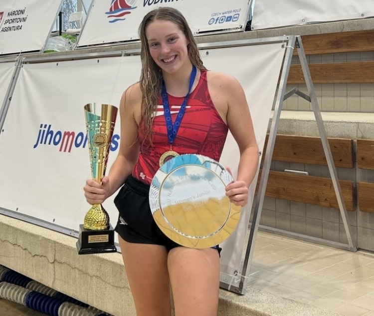 Amelie Perkins helped England Junior Women's to victory at the EU Nations Junior Women’s Water Polo Cup held in Brno, Czechia earlier in the year (image supplied)