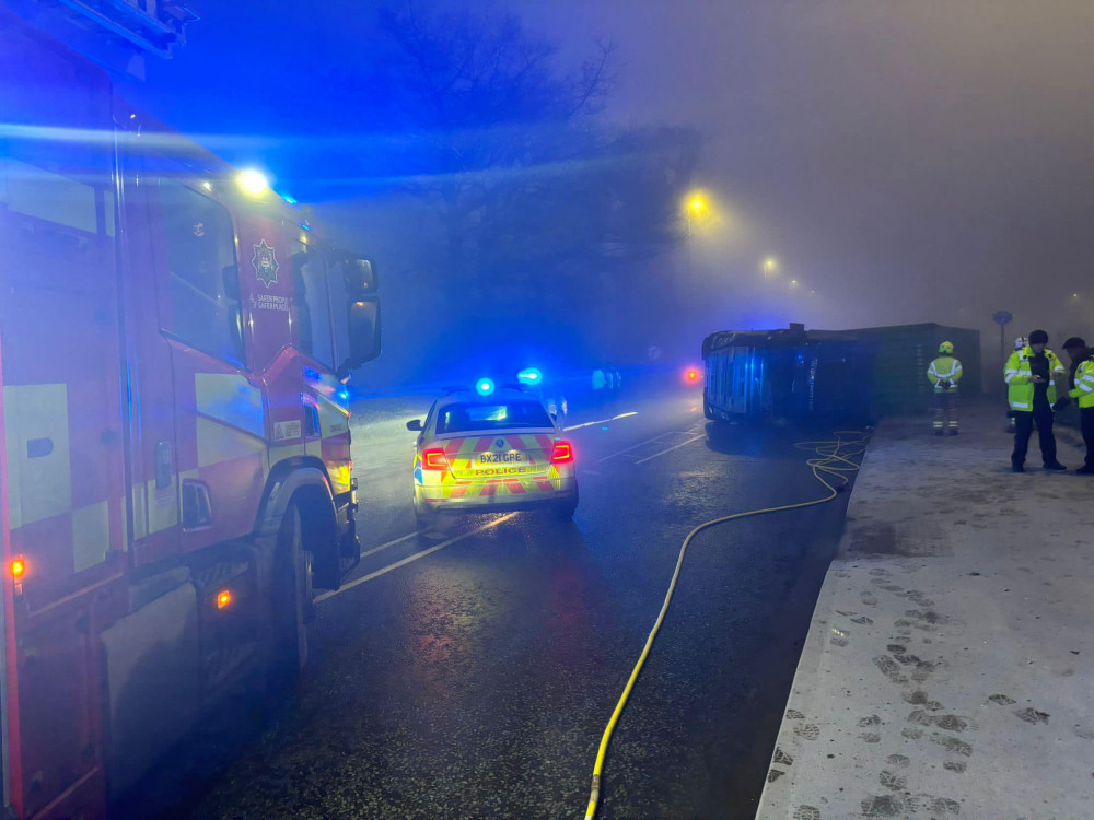 The incident happened on the A511 Bardon Road in Coalville. Photos: Leicestershire Fire and Rescue Service