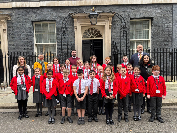 School councillors and staff outside No.10 Downing Street (image supplied)