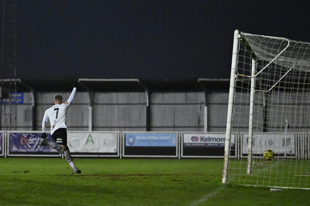 Sam Bantick celebrates after netting the second. Sam Bantick celebrates after netting the second.