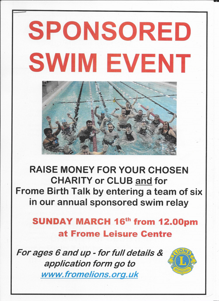 Frome Lions Sponsored Swim Event