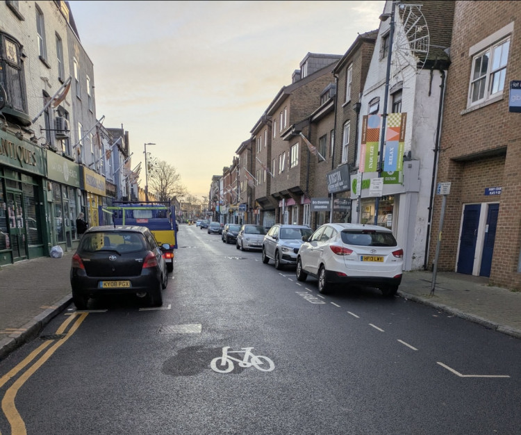 Kingston Council has repainted the bike logos on Old London Road (Credit: Kingston Cycling Campaign)