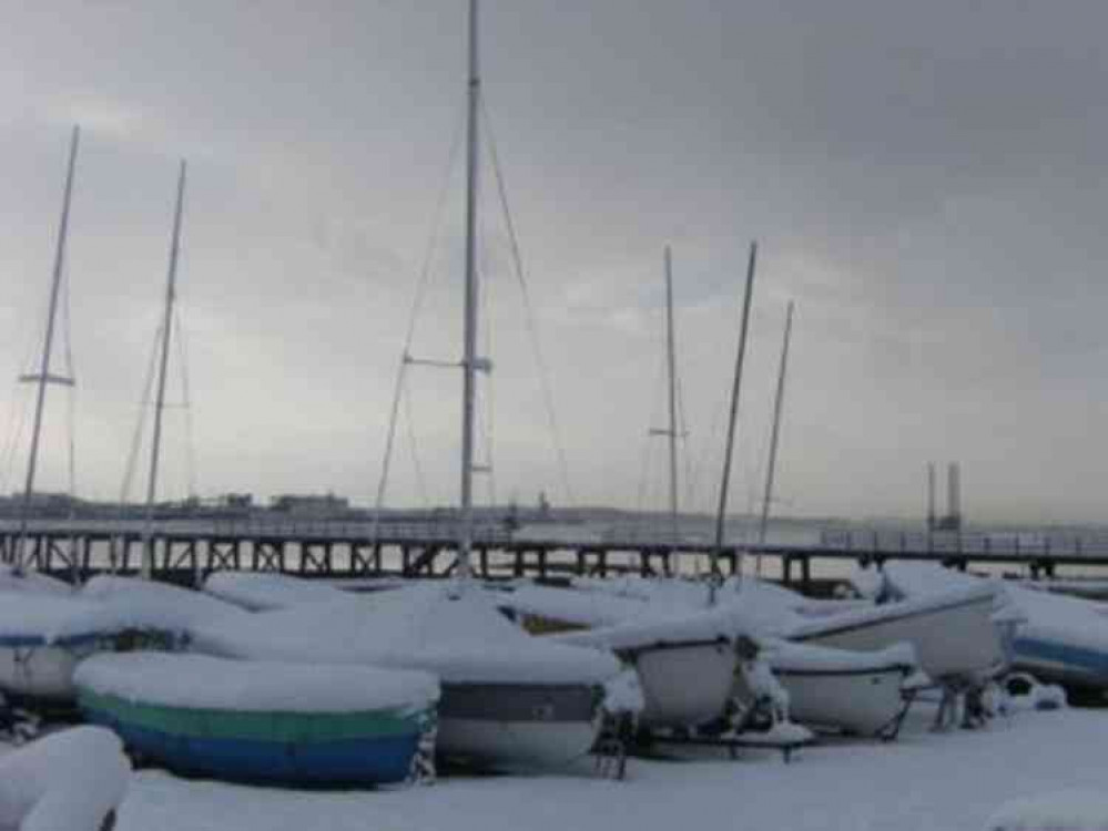 Shotley sailing club under snow