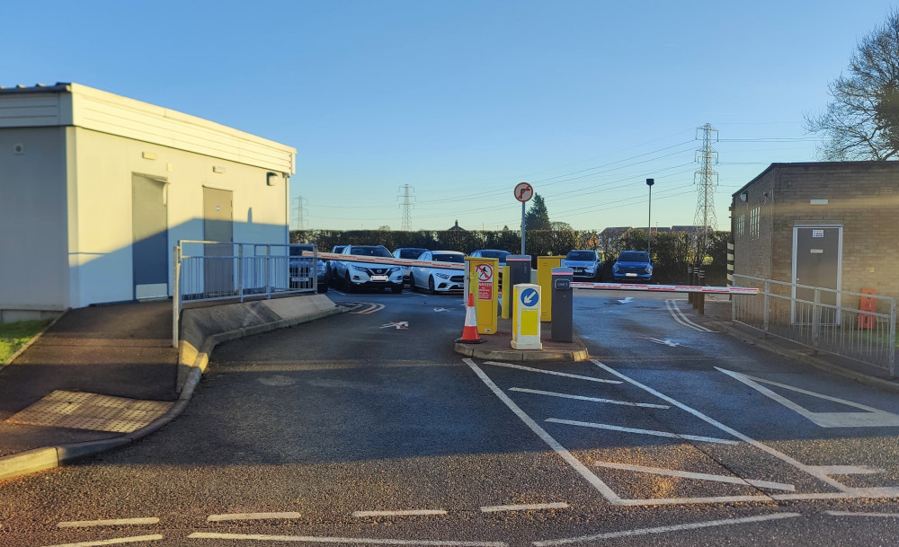 The new parking barrier next to the Cheshire Occupational Health Services building (MCHFT). 