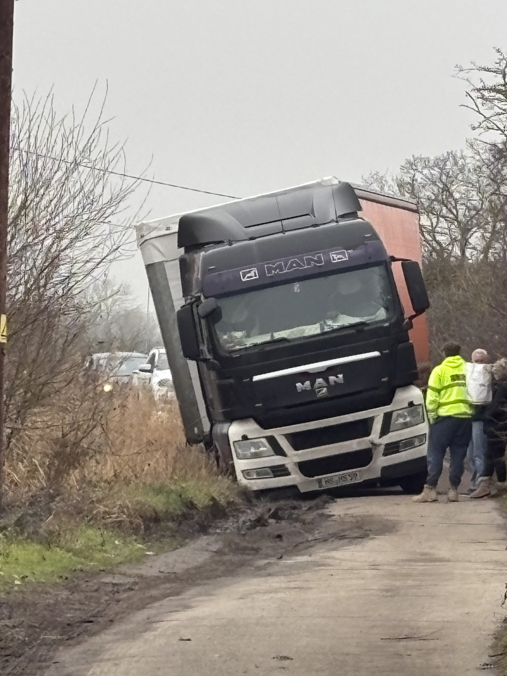  The stranded vehicle.