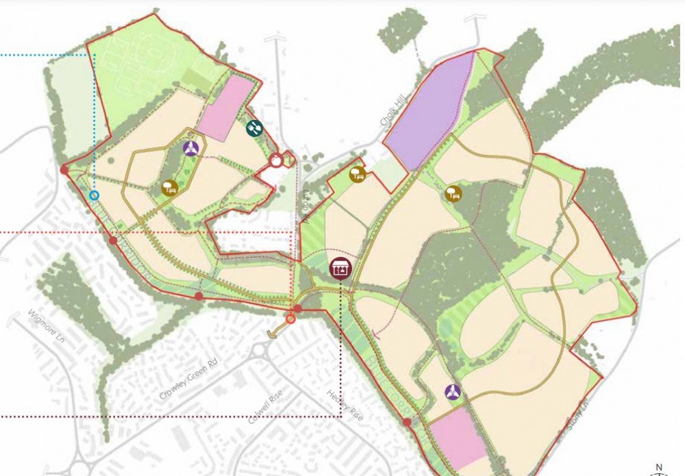 A map of the proposed East of Luton development. Credit: Savills/The Crown Estate/Bloor Homes. 