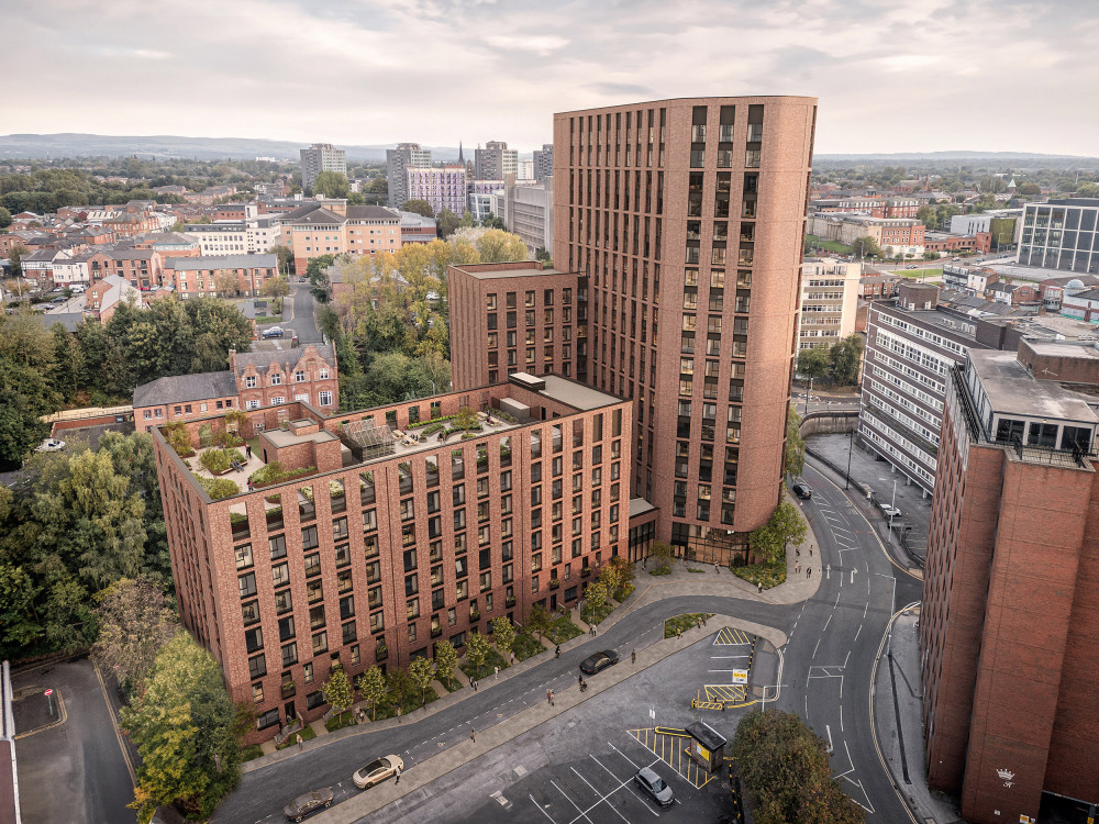 Plans have been submitted to Stockport Council for 245 new homes in the town centre, housed in a range of new buildings (Image - Our Studio)