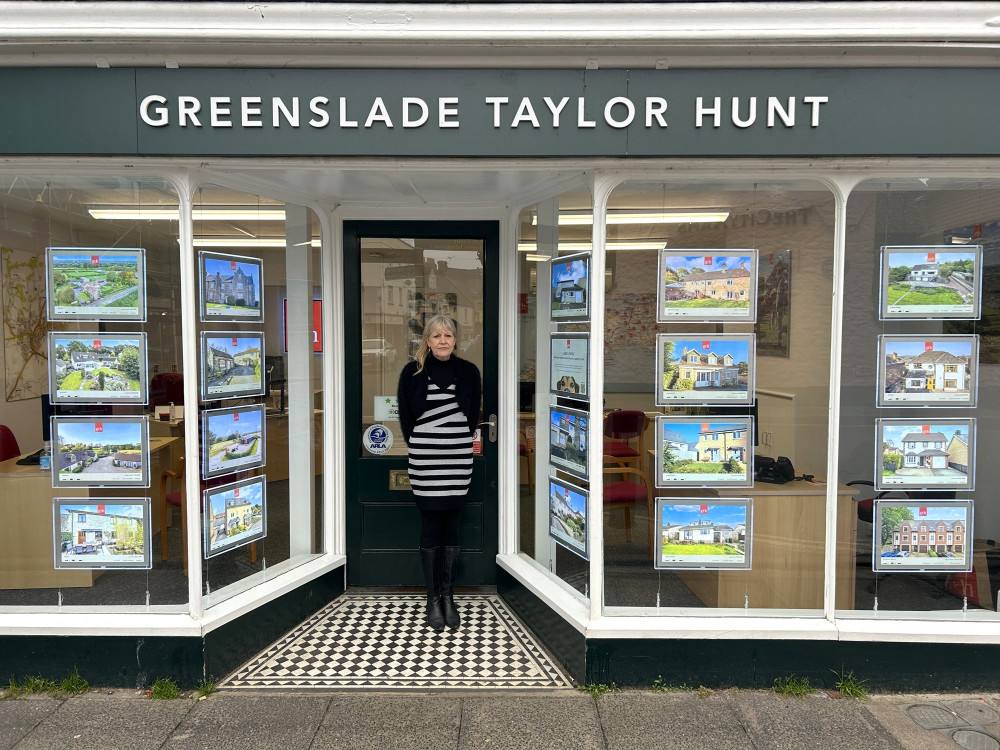 Anne Garside MARLA outside the Wells office of Greenslade Taylor Hunt.