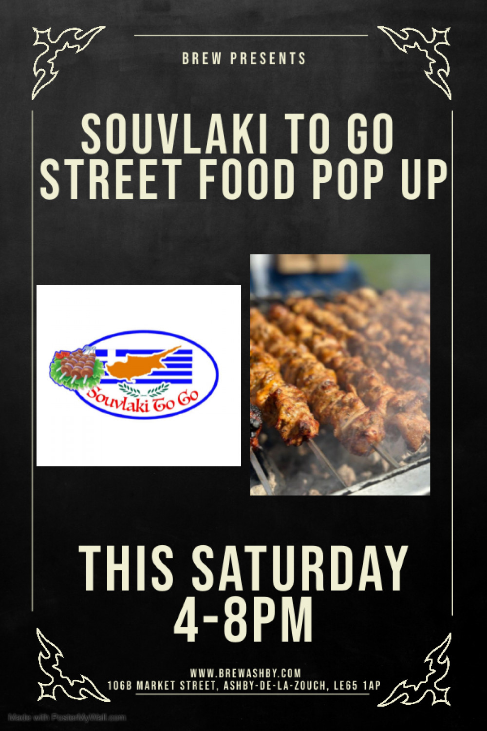 Souvlaki To Go Street Food Pop Up at Brew, 106B Market Street, Ashby-de-la-Zouch