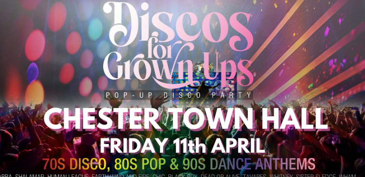 Doors open 7pm for VIP ticket holders only. 7.15pm for all other ticket holders with dancing from 8.00pm to 11.30pm (Image via: Discos for Grown Ups)