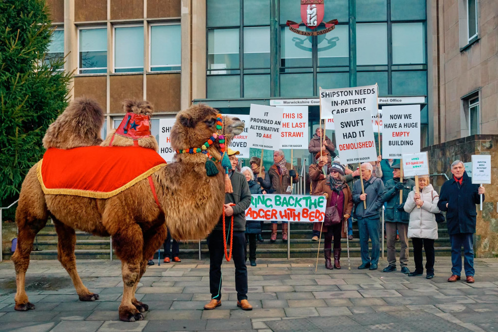 'The straw that broke the camel's back' - protestors outside Shire Hall (image by Darren Lee Clarke)