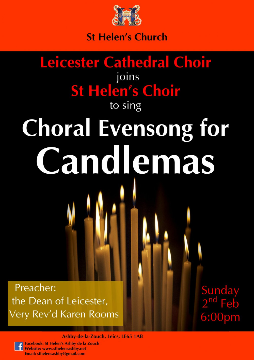 Choral Evensong for Candlemass with Leicester Cathedral Choir at St Helen's Church, Ashby de la Zouch