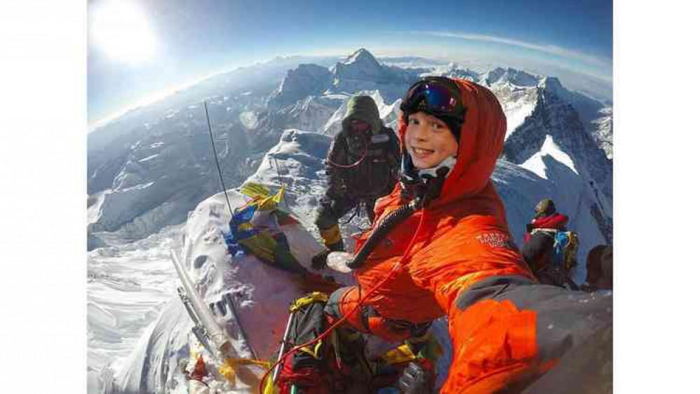 Ellis top of his Everest - photo montage by dad Andy Humphrey