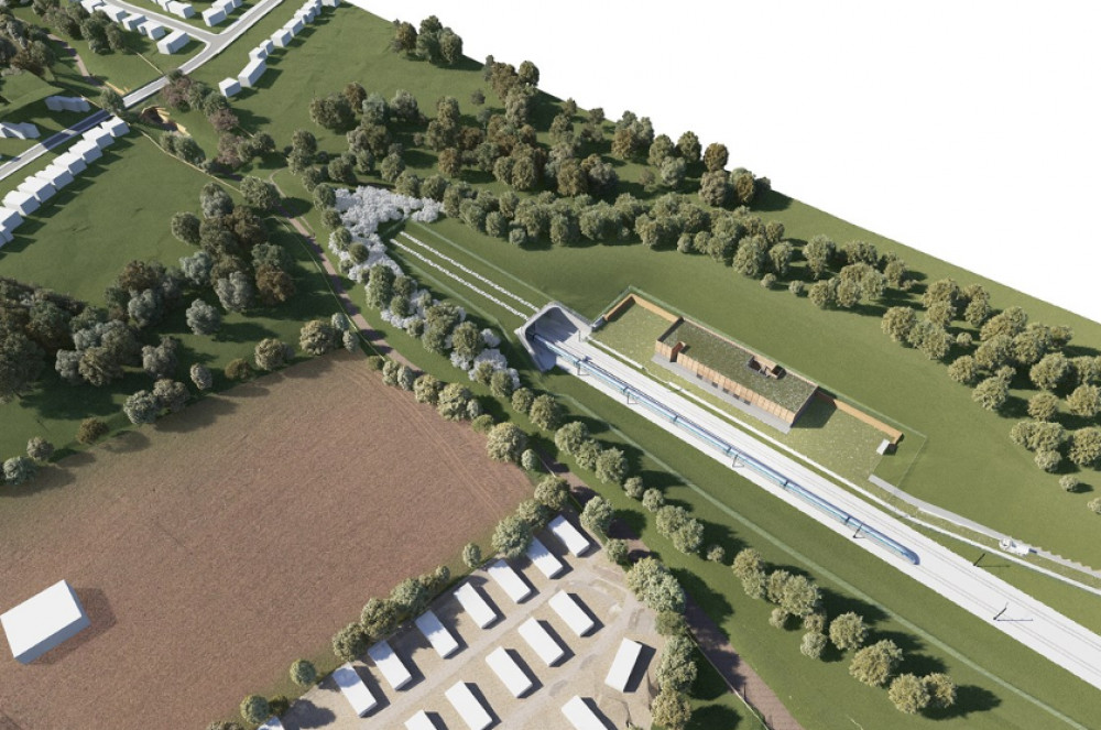 The cutting will connect to the southern end of the Burton Green tunnel (image via HS2)