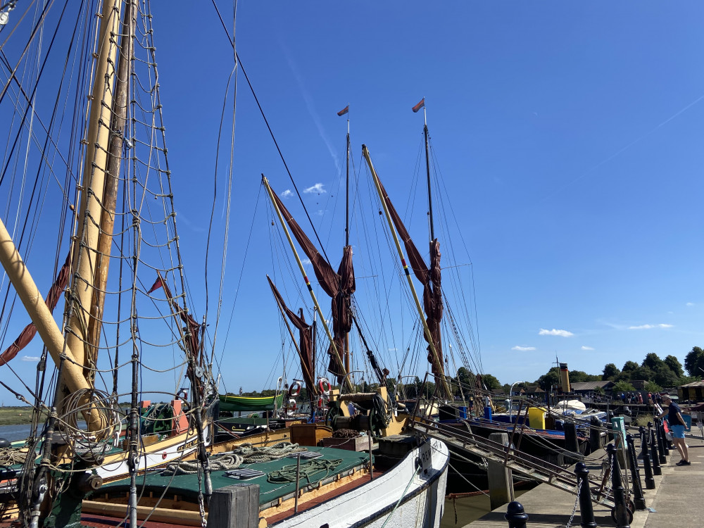 The "iconic" Thames sailing barges docked at the Quay. (Credit: Chloe Brewster)