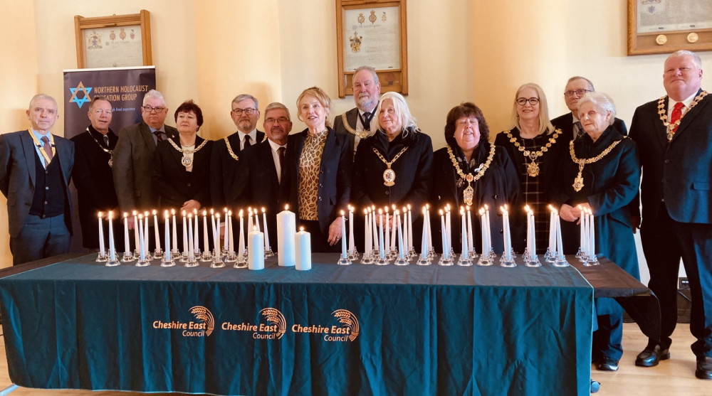 Sandbach Mayor, Councillor Ann Nevitt (front far right) at yesterday's event. (Photo: Cheshire East) 