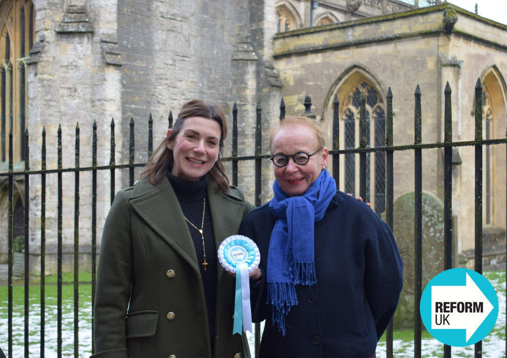 Councillor Bente Height With Aimee Smith, Chair Of The Wells And Mendip Hills Branch Of Reform UK. CREDIT: Reform UK.