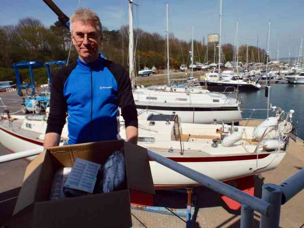 Shotley marina manager John Pipe donating PPE equipment