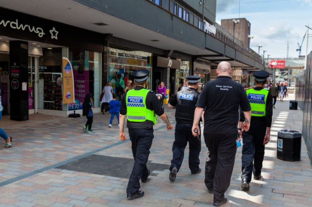 Greater Manchester Police carried out a day of action in Stockport town centre as part of 'Operation Rimini', a scheme targeting shoplifting and ASB (Image - GMP)