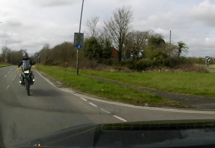 The driver cut across the motorcyclist as he turned right on Broad Lane (image via Warwickshire OPU)