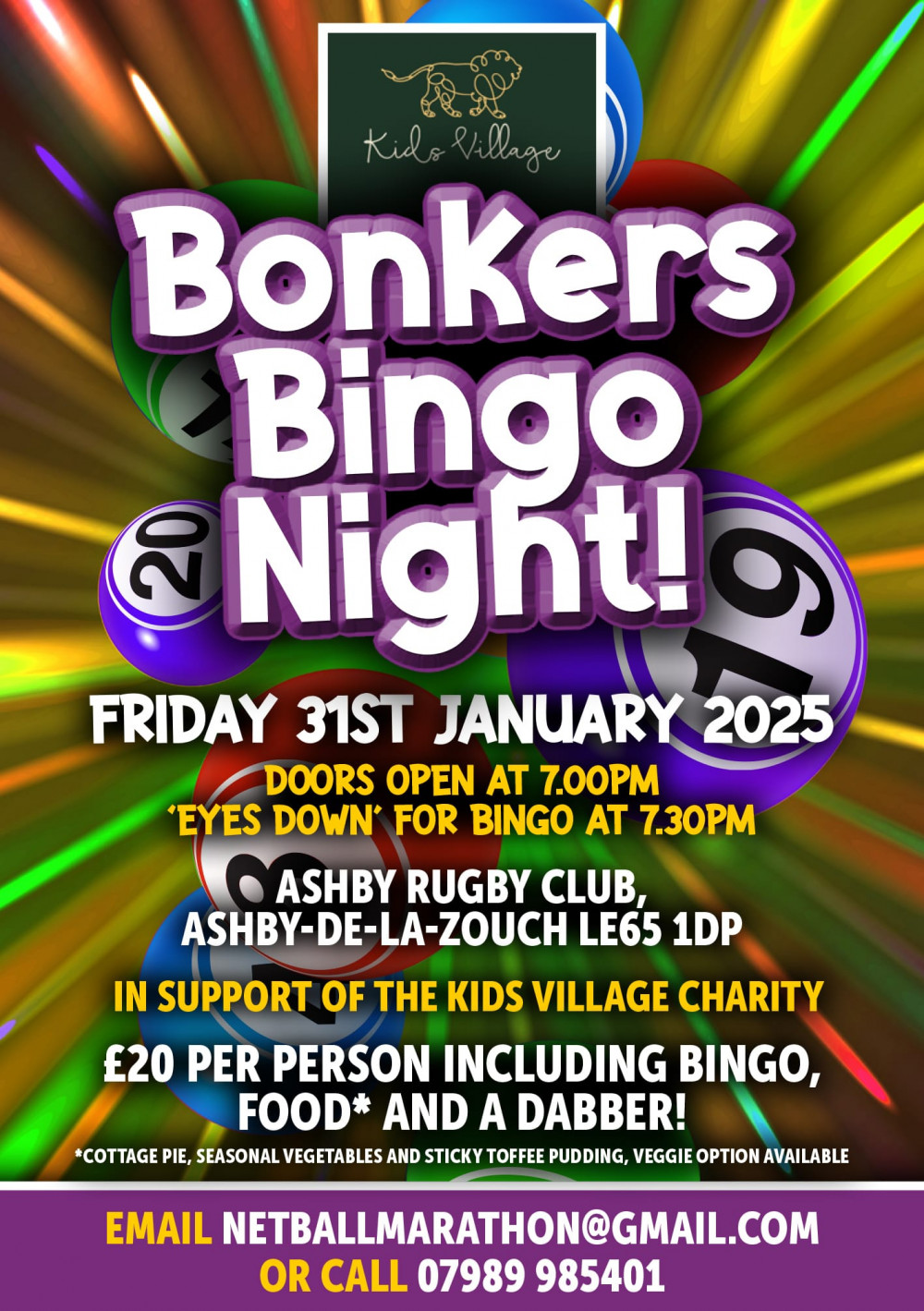 Bonkers Bingo Night at Ashby Rugby Club, Nottingham Road, Ashby de la Zouch