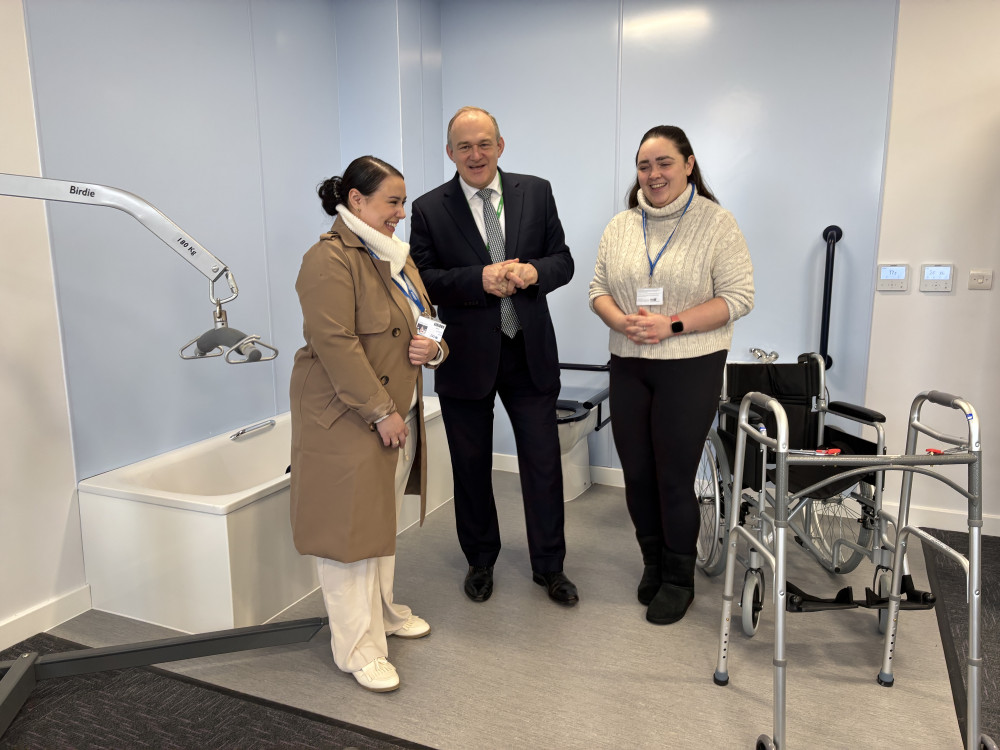 'It was amazing to speak with students, who travel far and wide to get practical, hands-on experience in the mock hospital ward and the care home setting in the Hub.,' said Kingston and Surbiton MP Ed Davey (Image supplied)