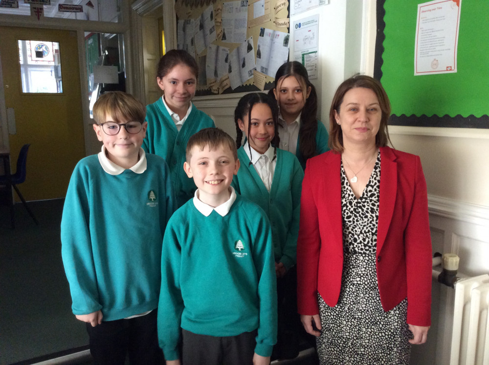 Coalville MP Amanda Hack met pupils at Broom Leys Primary School. Photo: Supplied