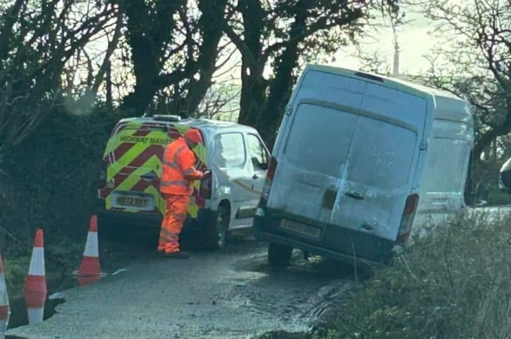 A van became stuck while trying to pass the council highways officer (Credit: Paul Richmond)