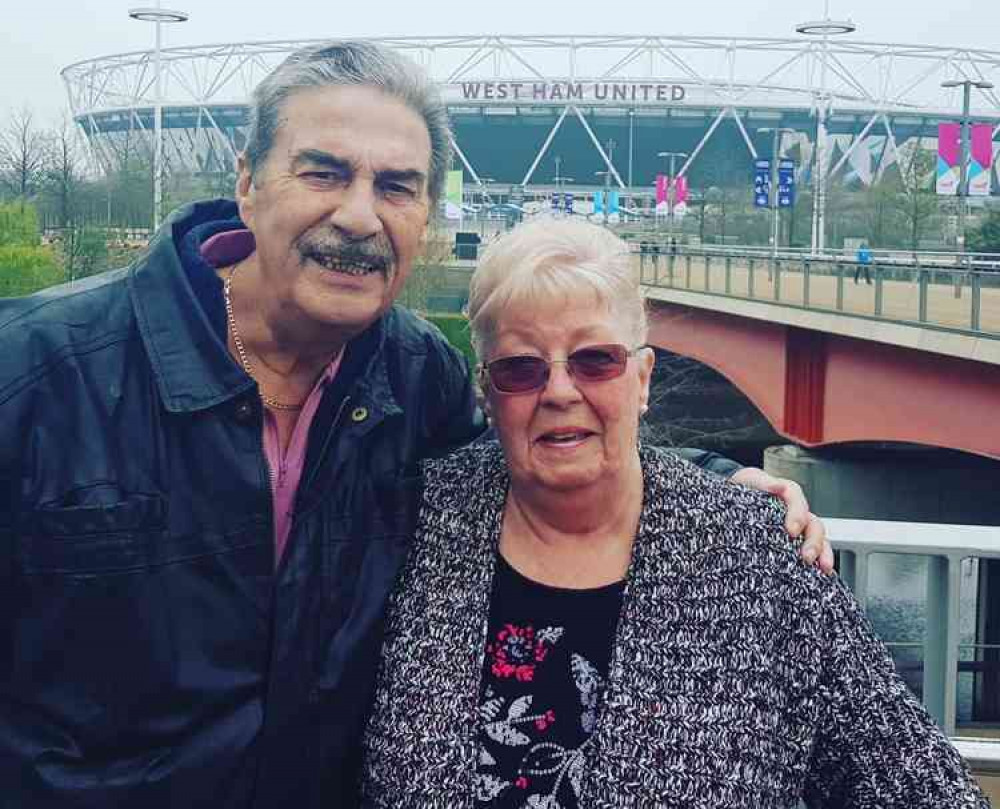 Tony and wife Rita outside West Ham's London Stadium