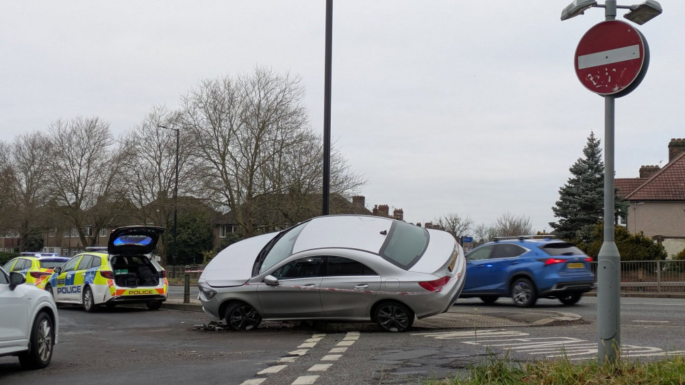 Met Police attended a crash in Whitton on 3 February 2025 (credit: Whitton Village/Facebook).