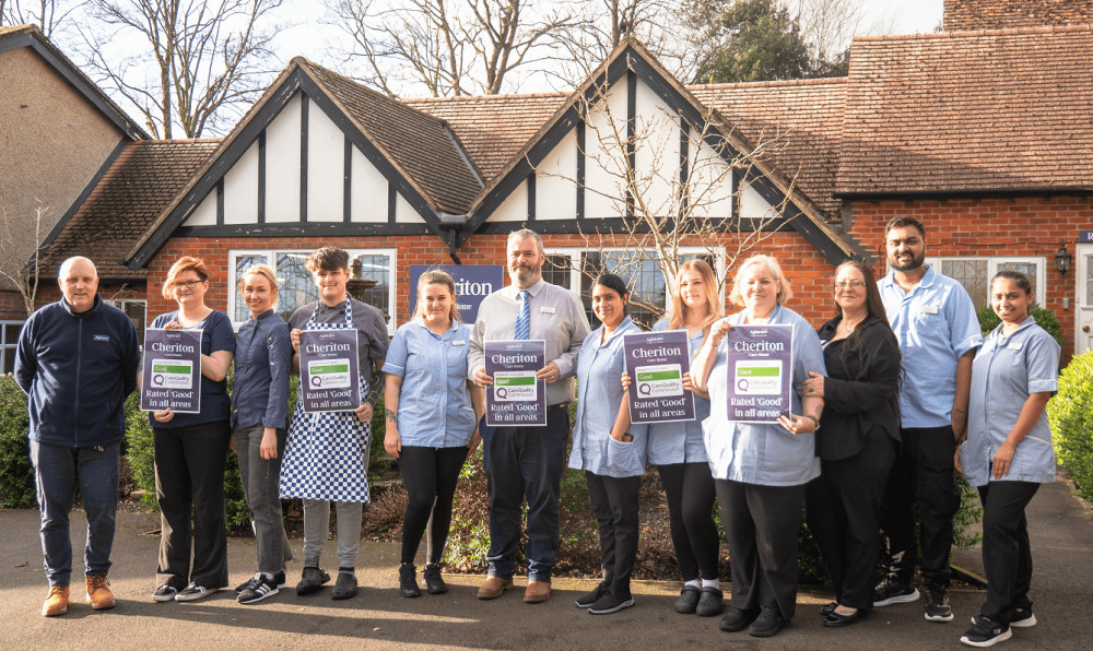 Cheriton Care Team celebrating their 'Good' CQC rating-min