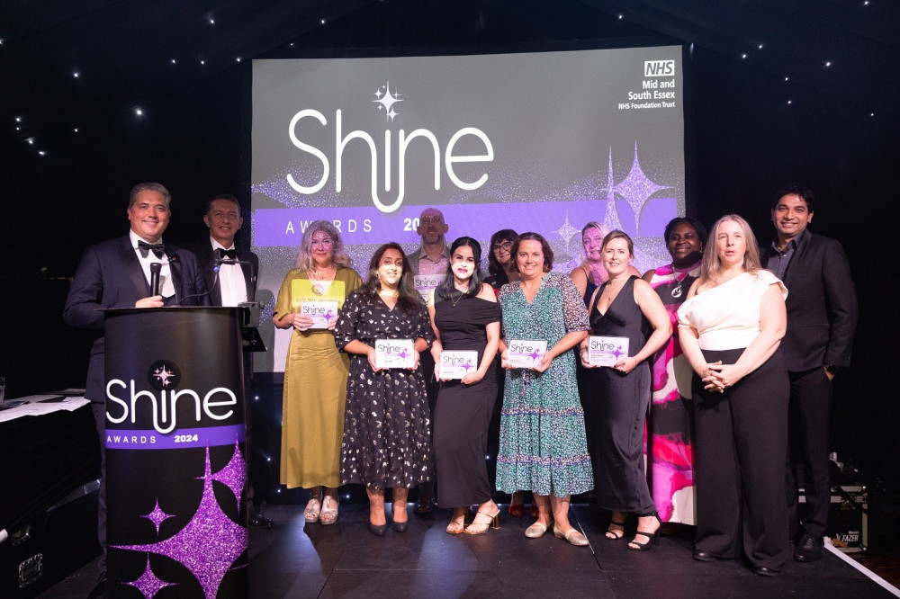 Last year's Shine winners with ceremony presentor  Michael J Fitch and CEO Matthew Hopkins