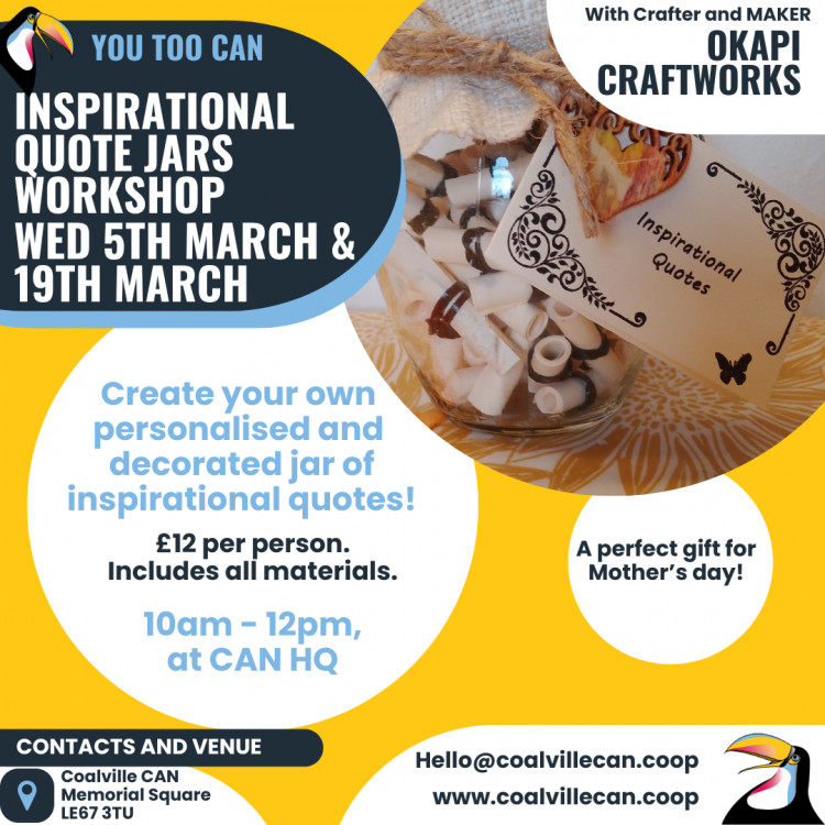 Inspirational Quotes Jar Workshop with Okapi Craftworks