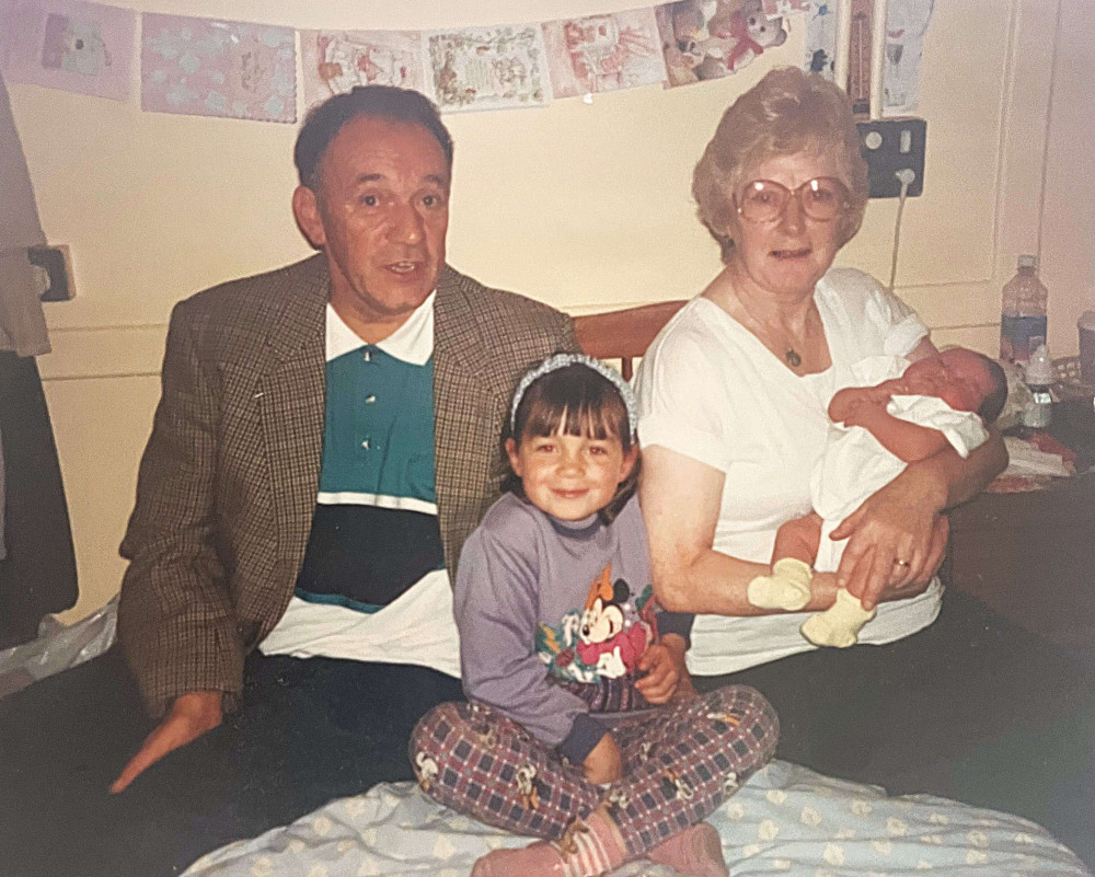 Jess as a child with her grandparents Jess as a child with her grandparents