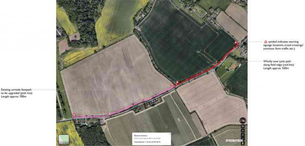 Proposed cycle path route Woolverstone to Chelmondiston